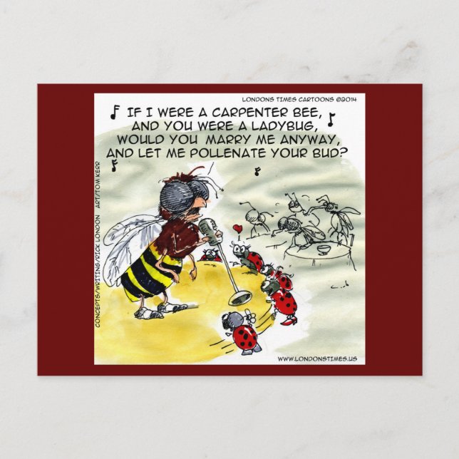 Postal "Polinización" Insect Nightclub Singer es gracioso (Anverso)