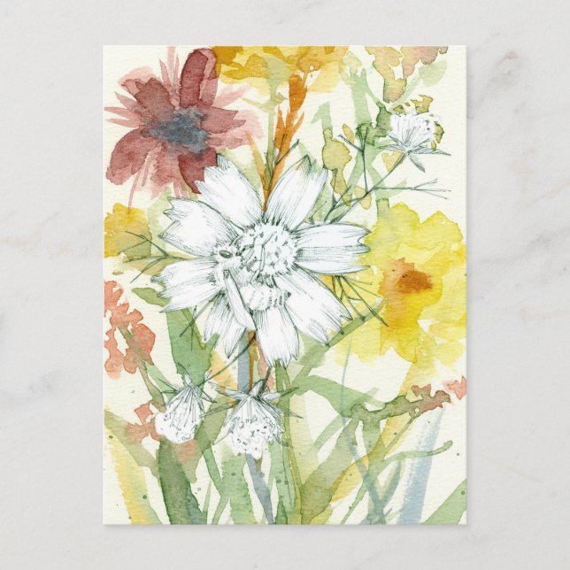 Postal Polinizador de flores blancas de abeja de miel acu (Anverso)
