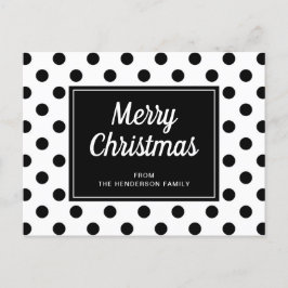 Postal Polka blanco negro moderno hace feliz Navidad