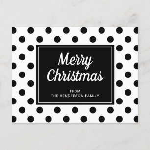 Postal Polka blanco negro moderno hace feliz Navidad