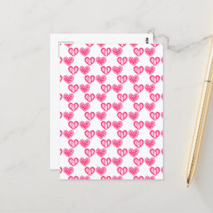 Postal Polka Dot And Stripes Hearts