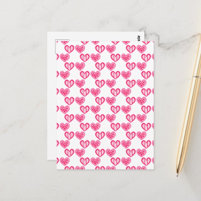 Postal Polka Dot And Stripes Hearts (Anverso/Reverso In Situ)