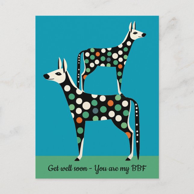 Postal Polka Dot Deer bff se recuperará pronto (Anverso)