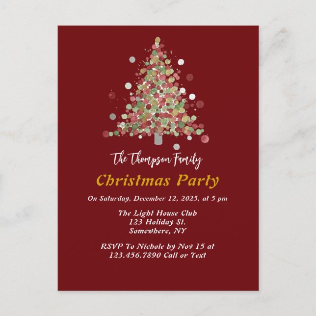 Postal Polka Dot Tree Christmas Party (Anverso)