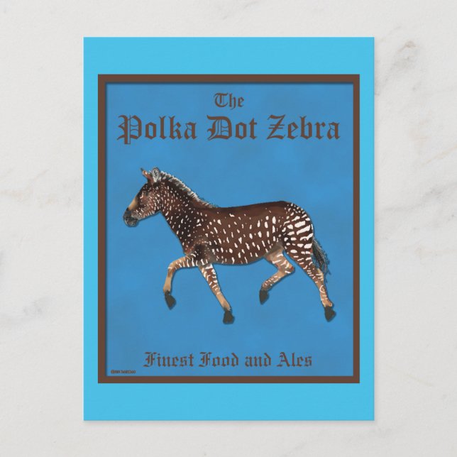 Postal Polka Dot Zebra English Pub (Anverso)