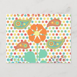 Postal Polka florido puntos Paisley primavera regalos cap