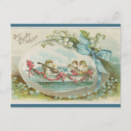 Postal Pollitas Musicales Vintage en Huevo Pascua