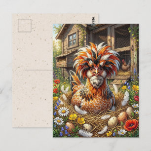 Postal Pollito Polaco Adorable Manteniéndose en Contact