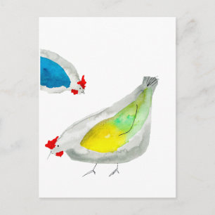 Postal Pollitos adorables acuarela