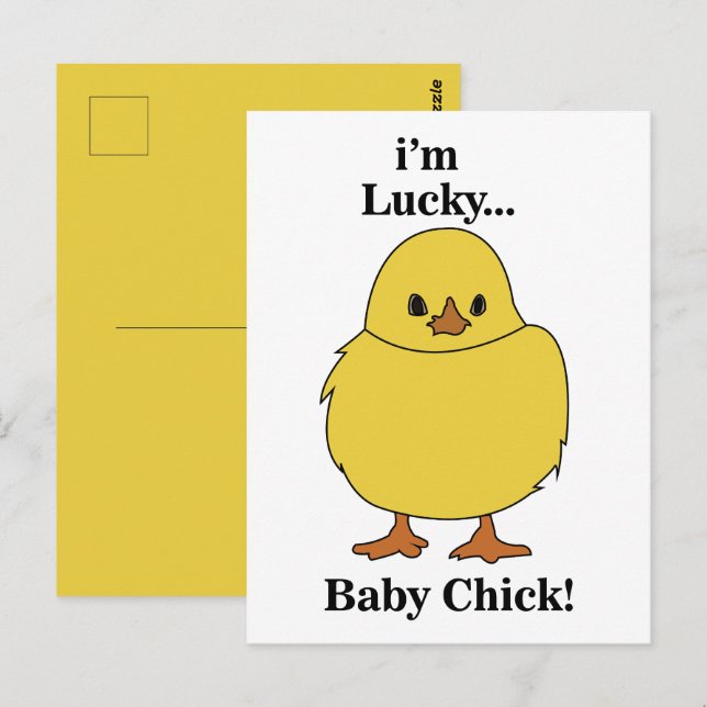 Postal Pollitos Soy Afortunado Pollito Bebe (Anverso / Reverso)