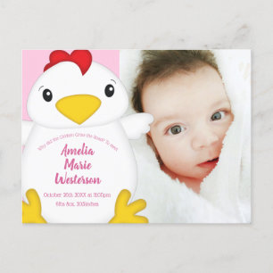 Postal Pollo Baby Shower Pink