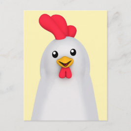 Postal Pollo blanco y gallo blanco