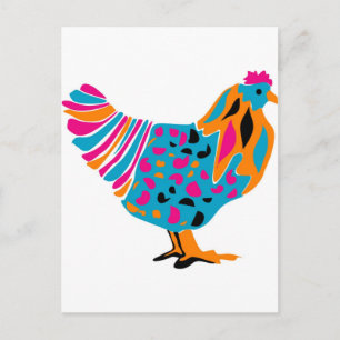 Postal Pollo Brillante Funky
