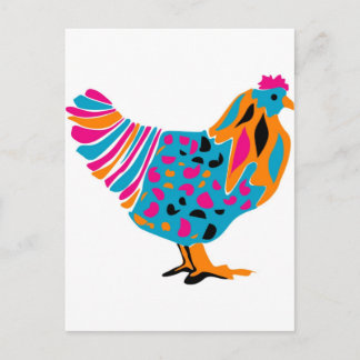 Postal Pollo Brillante Funky