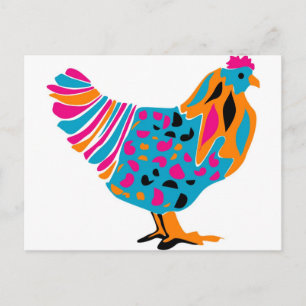 Postal Pollo Brillante Funky
