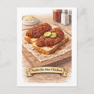 Postal Pollo Caliente de Nashville (Serie de Comida Ameri