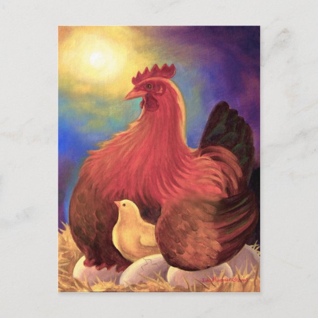 Postal Pollo con arte de granja de pollo - Múltiple (Anverso)