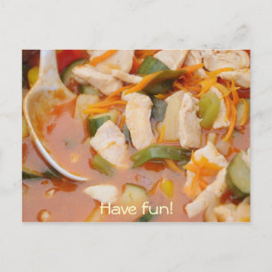 Postal pollo con curry rojo con verduras