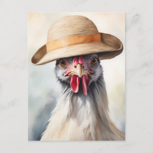 Postal Pollo Cutáneo Con Gorra Sol
