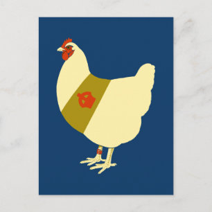 Postal Pollo de guerra adornado