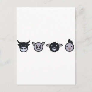 Postal pollo de oveja de cerdo de vaca