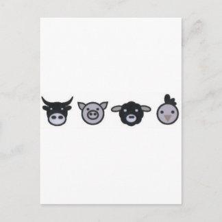 Postal pollo de oveja de cerdo de vaca