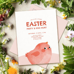 Postal Pollo de Pascua rosa