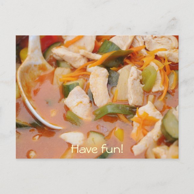 Postal pollo en curry rojo con verduras (Anverso)