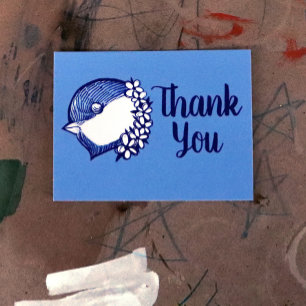 Postal Pollo en pájaro de diseño de aves azules