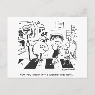 Postal Pollo en un periódico escolar que cruza una escuel