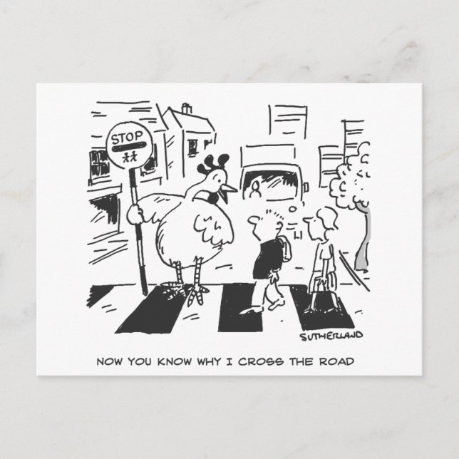 Postal Pollo en un periódico escolar que cruza una escuel (Anverso)