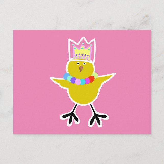 Postal Pollo en una corona con cuentas (Anverso)