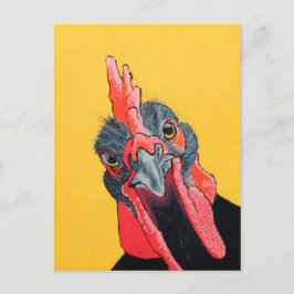 Postal Pollo enojado en amarillo