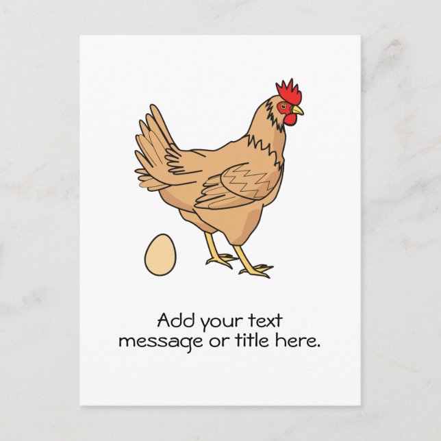 Postal Pollo marrón Añadir tu texto (Anverso)