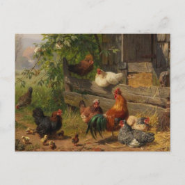 Postal Pollos de la granja de pollos de la especie Vintag