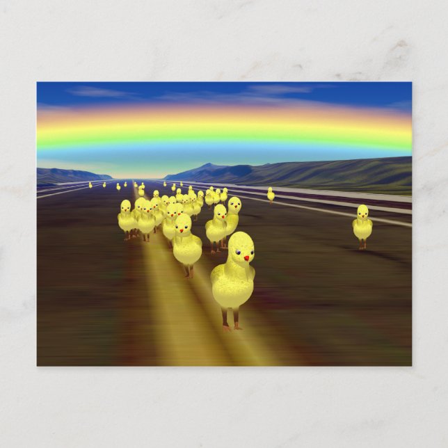 Postal Pollos en la carretera (Anverso)