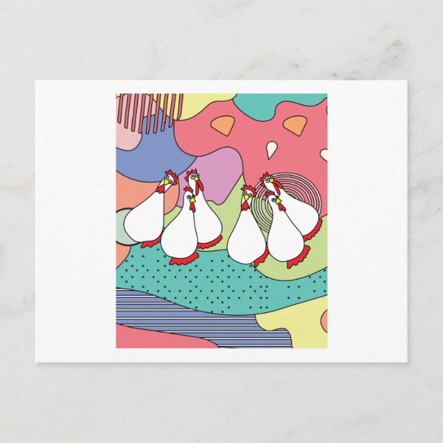 Postal Pollos locos Pollos divertidos (Anverso)