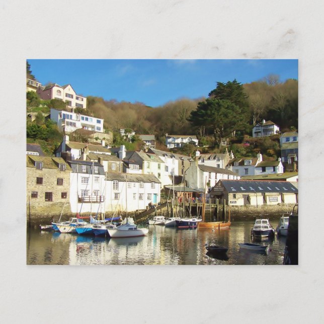 Postal Polperro Harbor Cornwall England (Anverso)