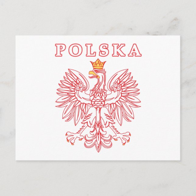 Postal Polska Con Águila Polaca Roja (Anverso)