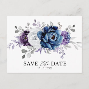 Postal Polvorienta boda floral de la marina azul de pizar