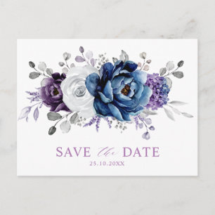 Postal Polvorienta boda floral de la marina azul de pizar