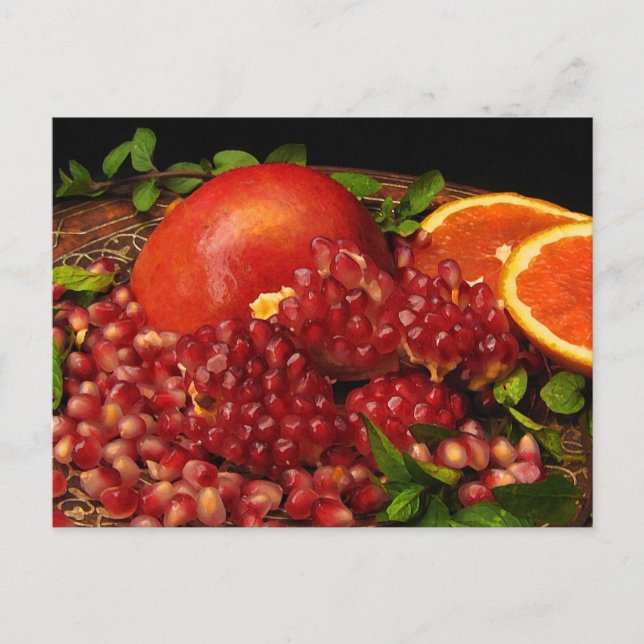 Postal Pomegranato, Naranja y menta (Anverso)