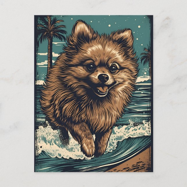Postal Pomerania en la playa (Anverso)