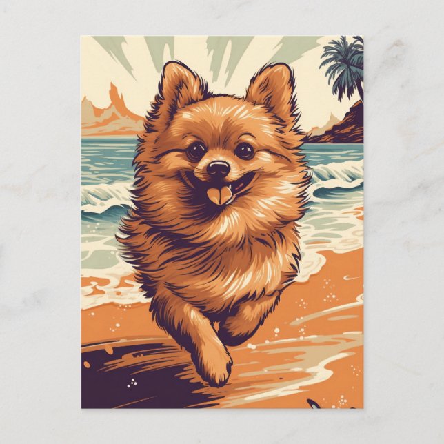 Postal Pomerania en la playa (Anverso)