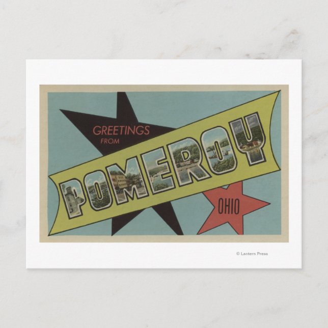 Postal Pomeroy, OhioGrandes Escenas De LetraPomeroy, OH (Anverso)