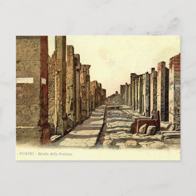 Postal Pompeya, calle con piedras escalonadas (Anverso)