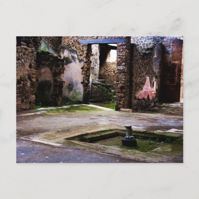 Postal Pompeya - Corte interior de la antigua casa de Pom (Anverso)