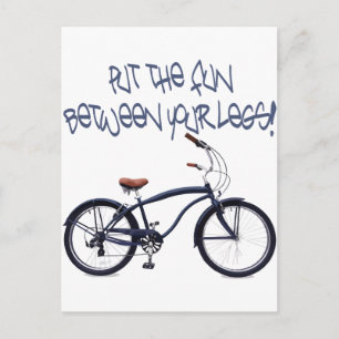 Postal Pon la diversión entre tus piernas - azul