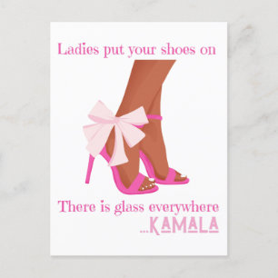 Postal Pon tus zapatos en las damas, hay vidrio por todas