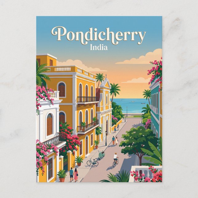 Postal Pondicherry, India (Anverso)